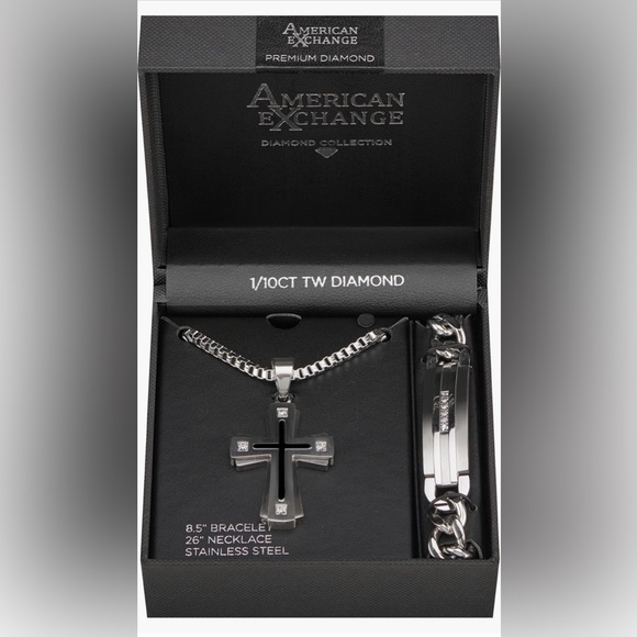 AMERICAN EXCHANGE cross necklace & bracelet/2pcs set - Picture 1 of 6